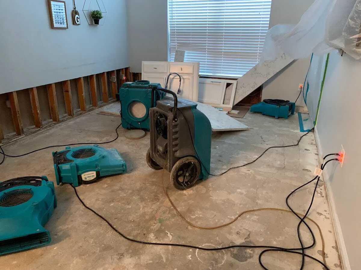 Dehumidifier in flood-cut room for Water Damage Restoration in Hernando